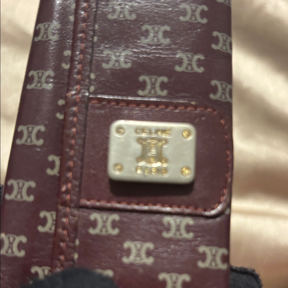 Celine Burgundy and Gray Monogram Key Wallet - Picture 2 of 7